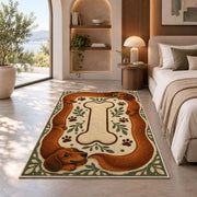 Long Dachshund Border Rug in a bedroom with an arched window