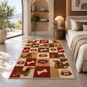 Dachshund Checkered Rug in a bedroom with an arched window