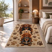 Dachshund Family Rug in a bedroom with an arched window