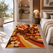 Retro Dachshund Rug in a bedroom with an arched window