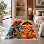 Pop Art Dachshund Rug in a bedroom with an arched window