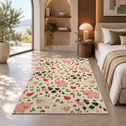 Farm Animals Pattern rug in a bedroom with an arched window