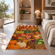 Farmers Market Stand rug in a bedroom with an arched window