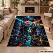 Neon Sci-Fi Battle Area Rug shown in room setting, view 8