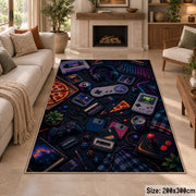 Retro Game Controller Collage Area Rug shown in room setting, view 8