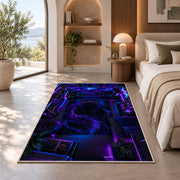 Gamer Battle Station rug in a bedroom with an arched window