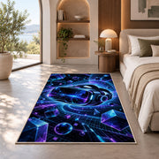 VR Headset Cyberspace rug in a bedroom with an arched window