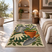 Gardening Rug in a bedroom with an arched window