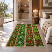 Vegetable Garden Rug in a bedroom with an arched window