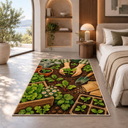 Planting Seedlings Rug in a bedroom with an arched window