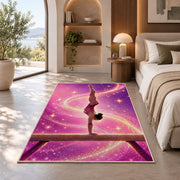 Gymnastics Balance Beam Rug in a bedroom with an arched window