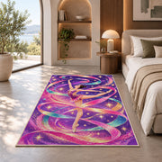 Rhythmic Gymnastics Ribbon Rug in a bedroom with an arched window