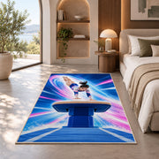 Gymnastics Vault Rug in a bedroom with an arched window