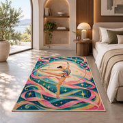 Rhythmic Gymnastics Hoop Rug in a bedroom with an arched window