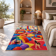 Kids Gymnastics Gym Rug in a bedroom with an arched window