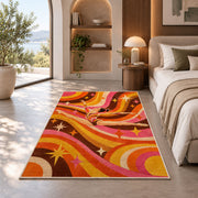 Retro Gymnastics Rug in a bedroom with an arched window