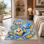 Cute Dreidel Kids Rug in a bedroom with an arched window