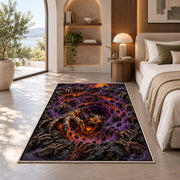 Demon claw abyss vortex area rug in a bedroom beside a window