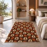 Deer Tracks Pattern rug in a bedroom with an arched window