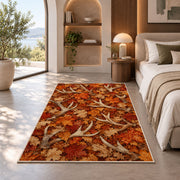 Shed Antlers Autumn rug in a bedroom with an arched window