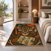Hunting Gear rug in a bedroom with an arched window