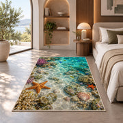 Turquoise Coral Reef Rug, Starfish Ocean Area Carpet for Coastal Bedroom and Kids Room Decor - image 8
