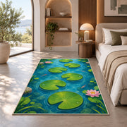 Green Lily Pad Pond Rug, Blue Water Nature Area Carpet for Kids Bedroom and Peaceful Room Decor - image 8