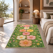 Pastel Flower Garden Rug, Pink Daisy Green Area Carpet for Kids Bedroom and Spring Room Decor - image 8