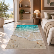 Turquoise Beach Shore Rug, Sandy Ocean Wave Area Carpet for Coastal Bedroom and Living Room Decor - image 8