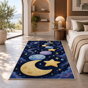 Golden Moon and Planets Rug, Navy Starry Space Area Carpet for Kids Bedroom and Nursery Decor - image 8