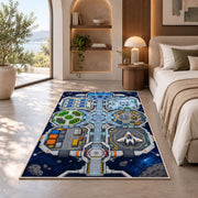 Space Station Road Map Rug, Blue Futuristic City Area Carpet for Kids Bedroom and Playroom Decor - image 8