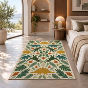 Green Botanical Floral Rug, Cream Leaf and Flower Area Carpet for Bedroom and Cozy Home Decor - image 8