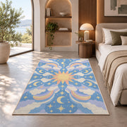 Blue Cream Floral Medallion Rug, room view 8
