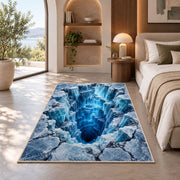 Icy Blue Cracked Floor Illusion Rug, room view 8