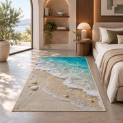 Turquoise Shore Waves Rug, room view 8