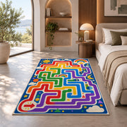 Rainbow Maze Lines Rug, room view 8