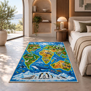 Wildlife Continent Map Rug, Printed Area Carpet for Kids Bedroom and Cozy Living Room Decor - image 8
