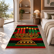 Kwanzaa Stripe Rug in a bedroom with an arched window