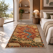 Grand Canyon South Rim map rug in a bedroom beside a window