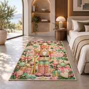 Pastel Pink Nutcracker Rug in a bedroom with an arched window
