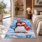 Baby Penguin Rug in a bedroom with an arched window