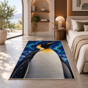 Emperor Penguin Rug in a bedroom with an arched window