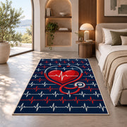 Heartbeat Stethoscope Rug in a bedroom with an arched window