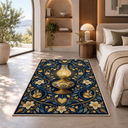 Nurse Lamp Rug in a bedroom with an arched window