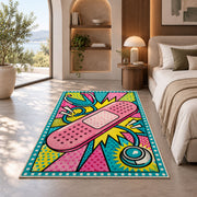 Pop Art Bandage Rug in a bedroom with an arched window