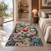 Floral Stethoscope Rug in a bedroom with an arched window
