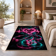 Neon Heartbeat Rug in a bedroom with an arched window