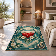 Nurse Cap Heart Rug in a bedroom with an arched window