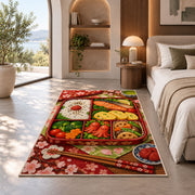 Bento Box Rug in a bedroom with an arched window