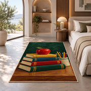Teacher Apple Rug in a bedroom with an arched window